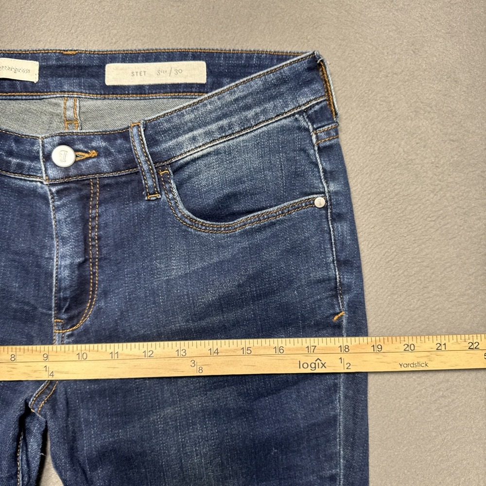 Pilcro Anthropologie Stet Jeans Womens Sz 30x27 Distressed Crop Faded Dark Denim - Picture 3 of 12